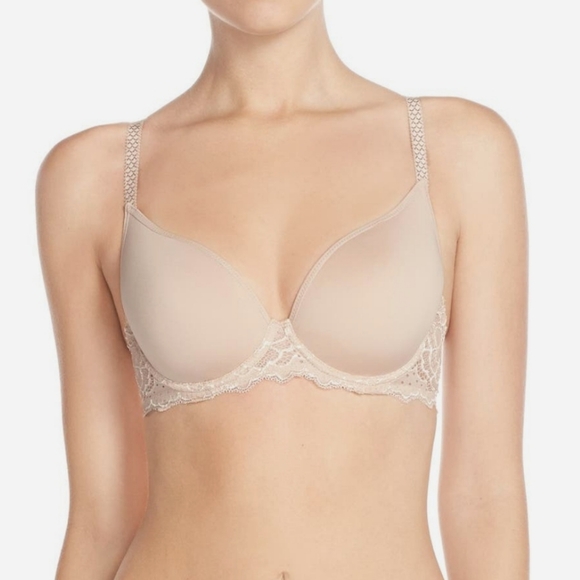 SIMONE PERELE Caresse 3D Plunge T-Shirt Bra Peau Rose - Picture 2 of 6